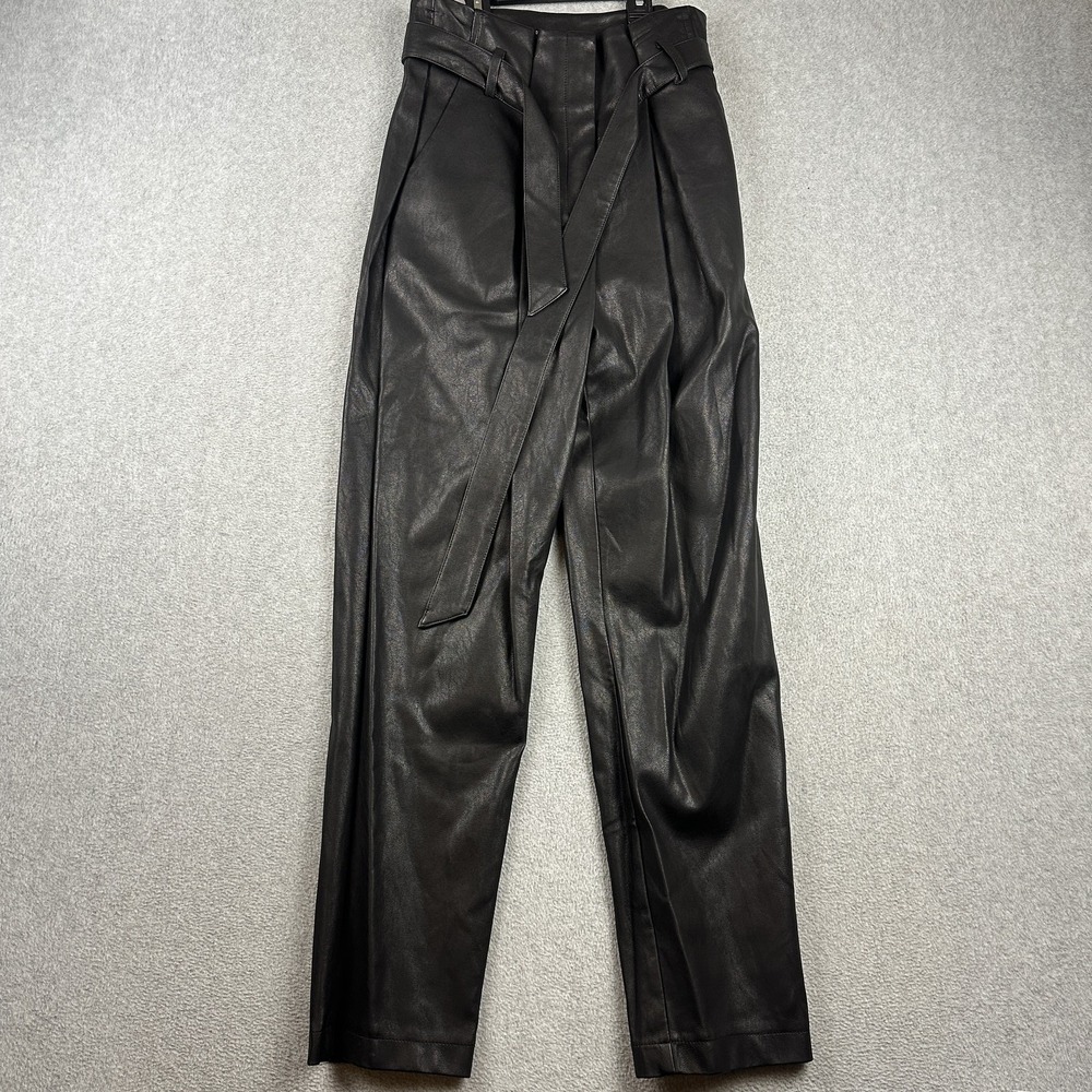 Forever 21 Paperbag Pants Womens Small Faux Leather High Waist Belted Pockets